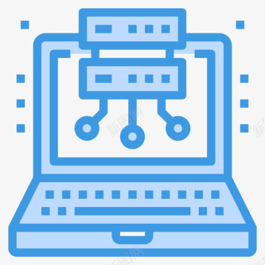 服务器电脑和笔记本电脑4蓝色图标图标