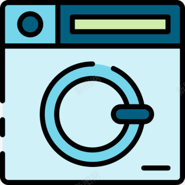 洗衣机洗衣机清洁134线性颜色图标图标