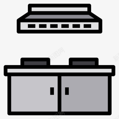 厨房柜子炉灶厨房88线性颜色图标图标
