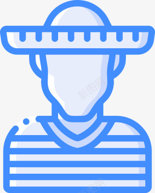 墨西哥人刻板印象蓝色图标图标