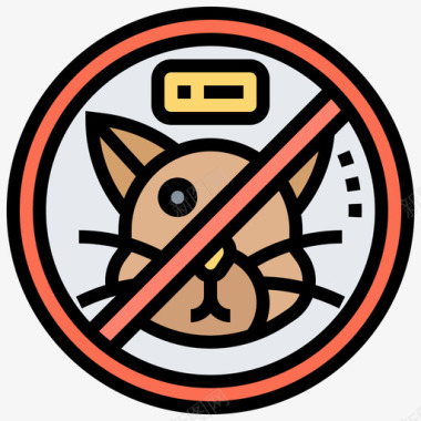 宠物酒店禁止携带宠物酒店服务32直线颜色图标图标