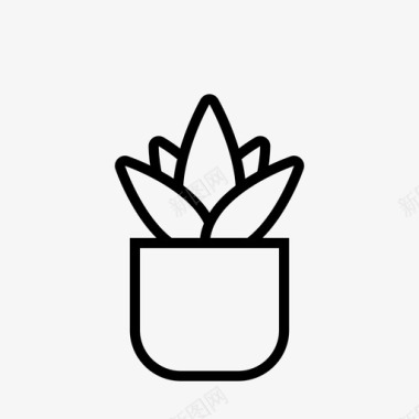 简单的室内植物叶子盆栽图标图标
