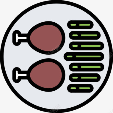 棕色的鸡腿鸡腿98号餐厅彩色图标图标