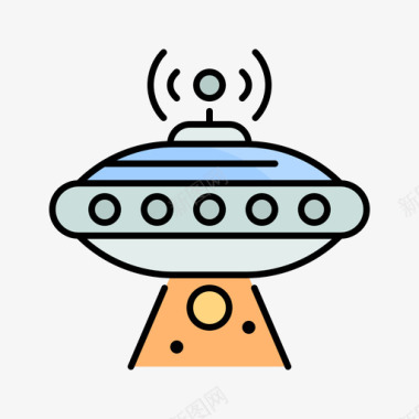 飞行女巫不明飞行物空间149线性颜色图标图标