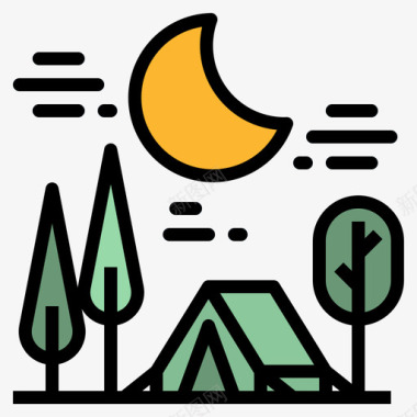 露营公路旅行5线性颜色图标图标