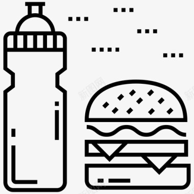 汉堡和番茄酱夹心三明治快餐图标图标