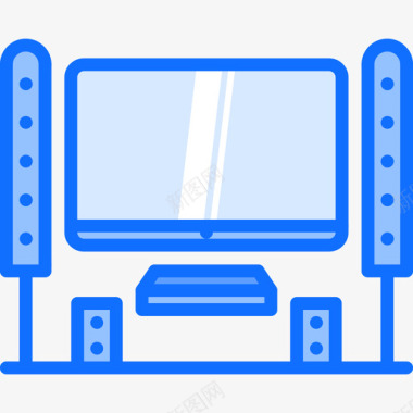 老人家庭家庭影院设备46蓝色图标图标