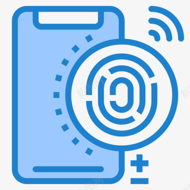指纹扫描智能手机31蓝色图标图标