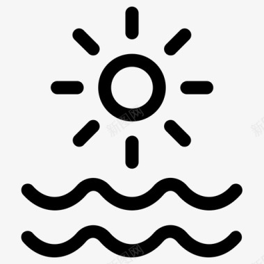 大海海浪太阳图标图标