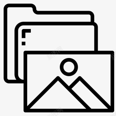图库文件夹和文档5线性图标图标