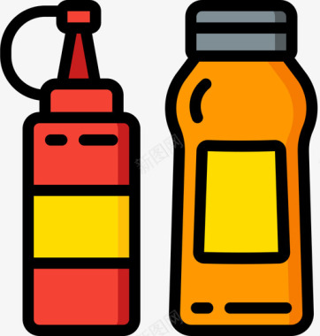 酱汁野餐57线性颜色图标图标