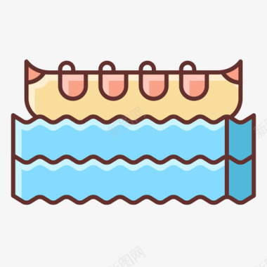 香蕉船夏季旅行线性颜色图标图标