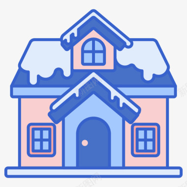 房子冬季旅行线性颜色图标图标
