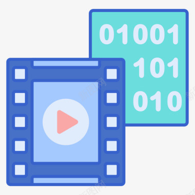 编程语言编码编码器实时流媒体线性颜色图标图标