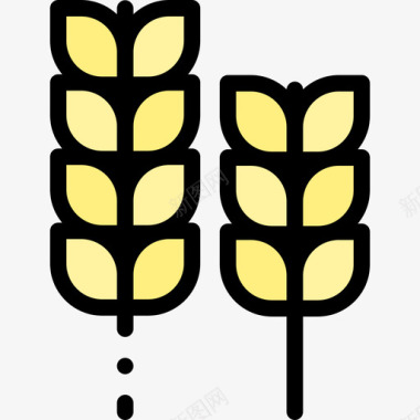 小麦水果和蔬菜60线性颜色图标图标