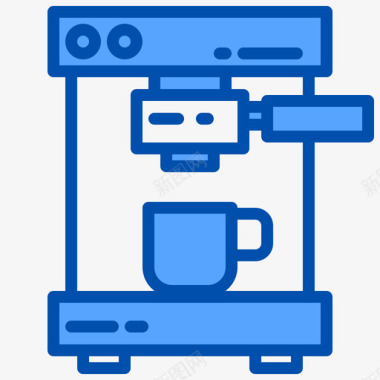 蓝色咖啡桌椅咖啡机电器9蓝色图标图标
