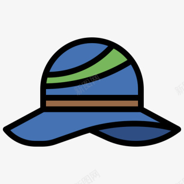 帽子夏威夷23线性颜色图标图标