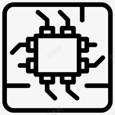 素材模块微处理器电子芯片存储芯片图标图标