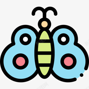 蝴蝶婴儿玩具9线性颜色图标图标
