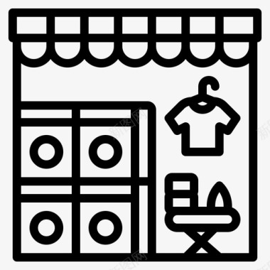 洗衣店51号洗衣房线性图标图标