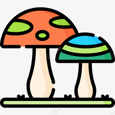 蘑菇动物和自然公园4线性颜色图标图标