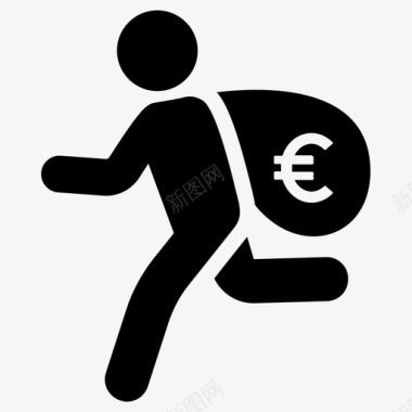 火焰欧元图标小偷罪犯欧元图标图标