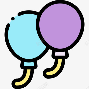 气球气球嘉年华69线性颜色图标图标