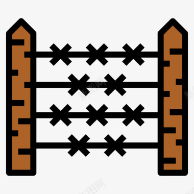 带刺铁丝网杀手3线性颜色图标图标