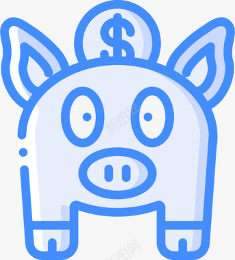 小猪银行金融132蓝色图标图标