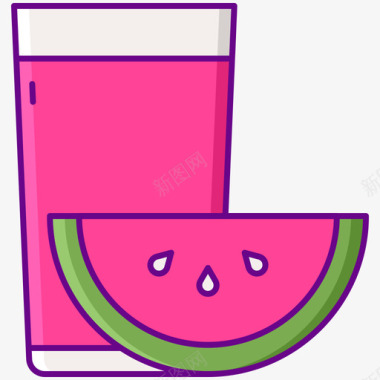 西瓜汁热带55线形颜色图标图标