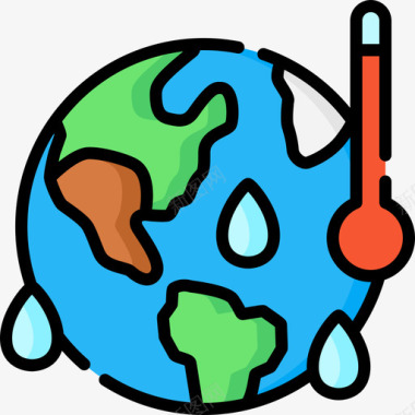 全球变暖地球母亲日21线性颜色图标图标