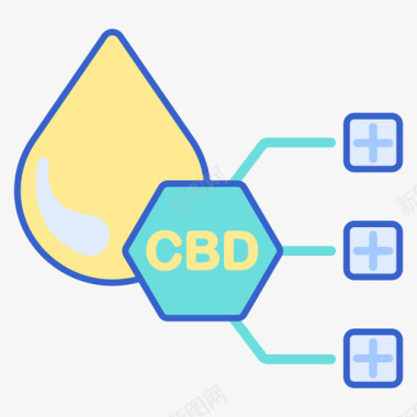 生奶油Cbd优势Cbd油2线性颜色图标图标