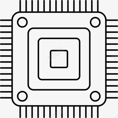微芯片大脑电路图标图标