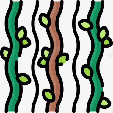 藤蔓动物和自然公园4线性颜色图标图标