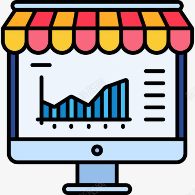 分析矢量图分析网络商店3线性颜色图标图标