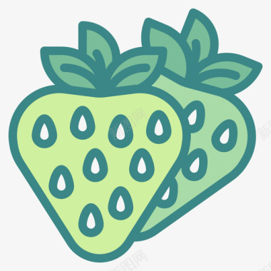 草莓水果和蔬菜47双色图标图标