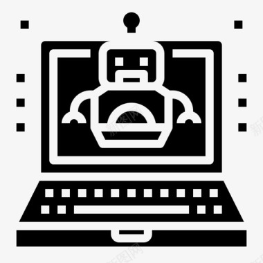机器人电脑和笔记本电脑填充图标图标