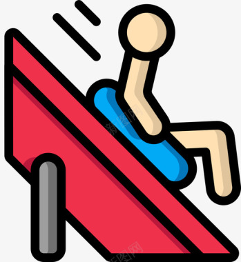 滑梯水上乐园40线性颜色图标图标