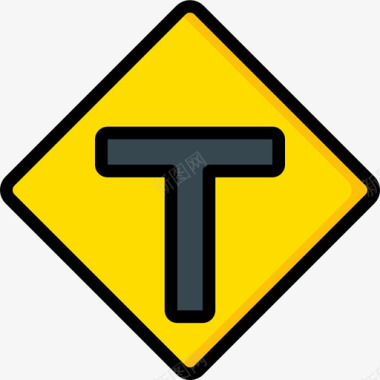 丁字路口美国路标1线形颜色图标图标