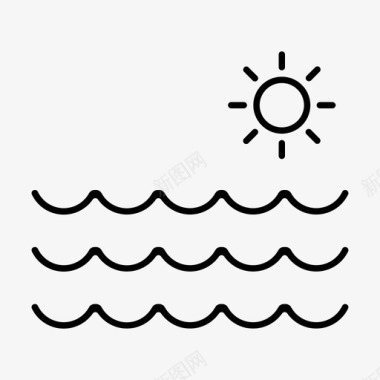 大海河流太阳图标图标