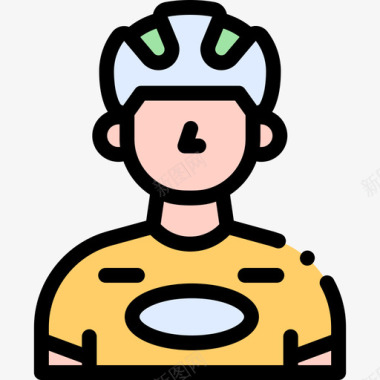 自行车运动员运动头像22线性颜色图标图标