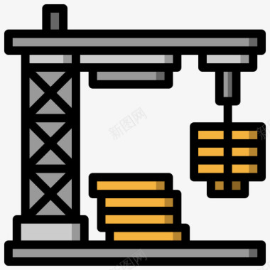 工程塔吊起重机工程80线性颜色图标图标
