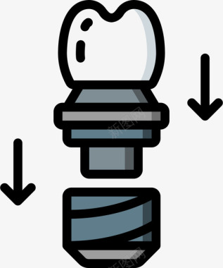 牙齿图标牙齿假肢2线性颜色图标图标