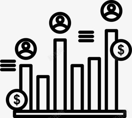 金钱古币商业商业骑行图表图标图标