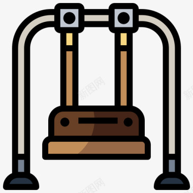 乐园开业秋千游乐园64线性颜色图标图标