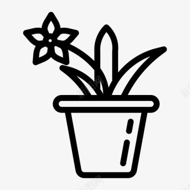山茶花植物花盆图标图标