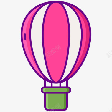 气球热气球夏季旅行1线性颜色图标图标