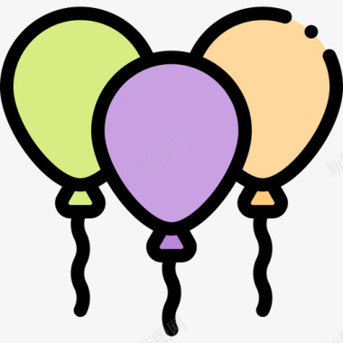 气球气球婴儿淋浴32线性颜色图标图标