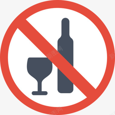 禁止饮酒警告标志5无酒精图标图标