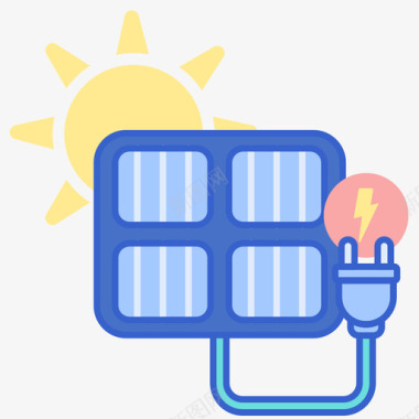 太阳海报图片太阳能智能技术18线性颜色图标图标